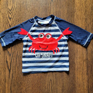 Wippette Red White and Blue Striped Crab Oh Snap Rashguard Size Boy's 18 Months
